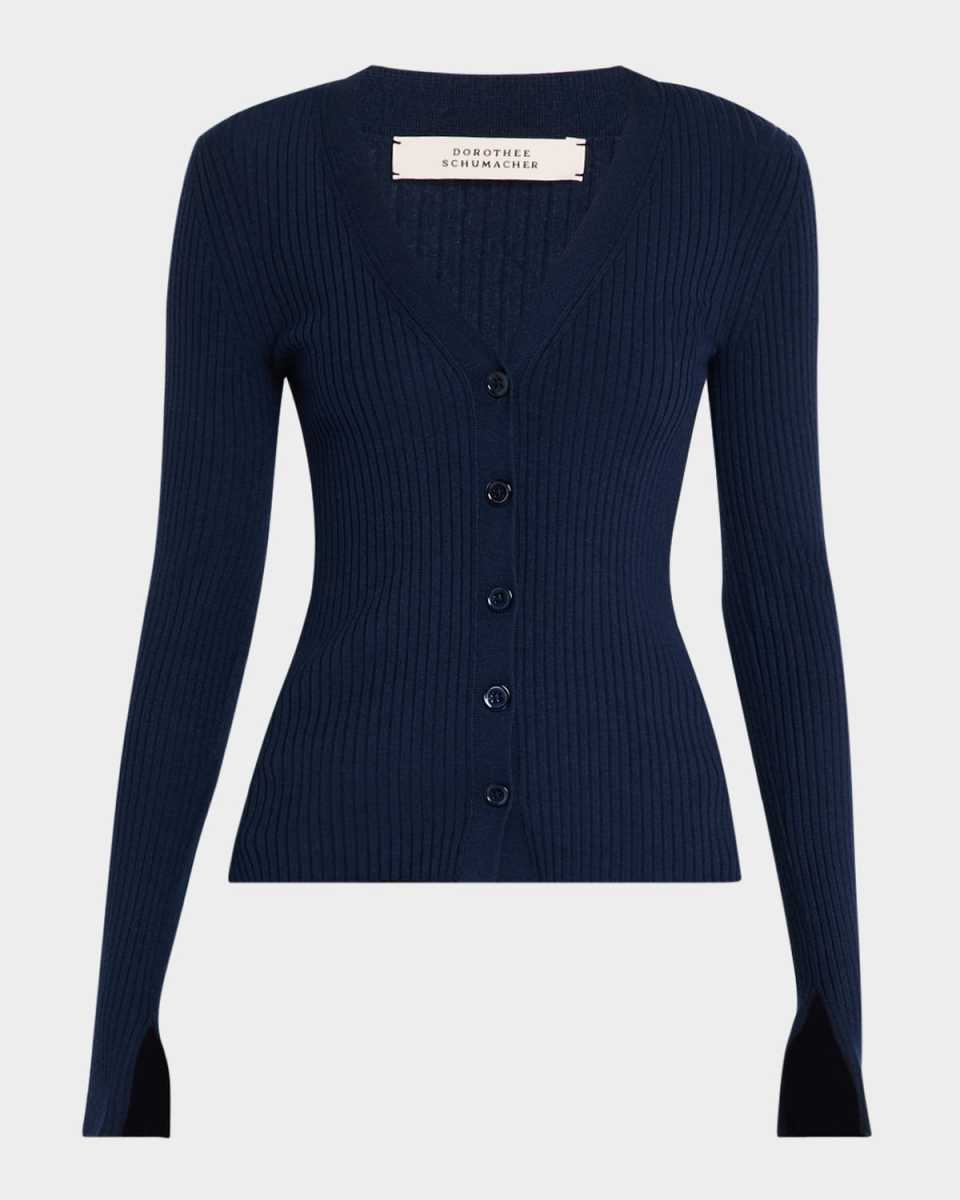 Essential Ease Ribbed Wool-Silk Cardigan